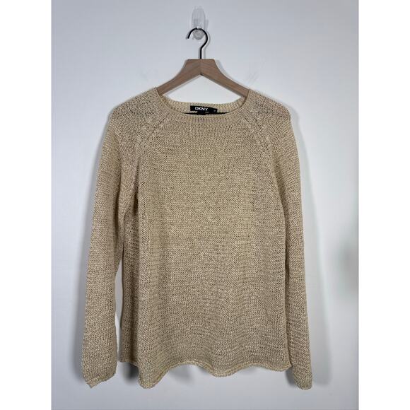 DKNY 100% Cotton Vintage Crochet Open Knit Sweater - Cream Beige, M - Picture 1 of 7
